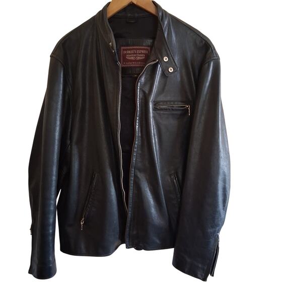 Durkee's Express American Classic Leather Mission Biker Motorcycle Jacket BLK-M - Picture 2 of 10